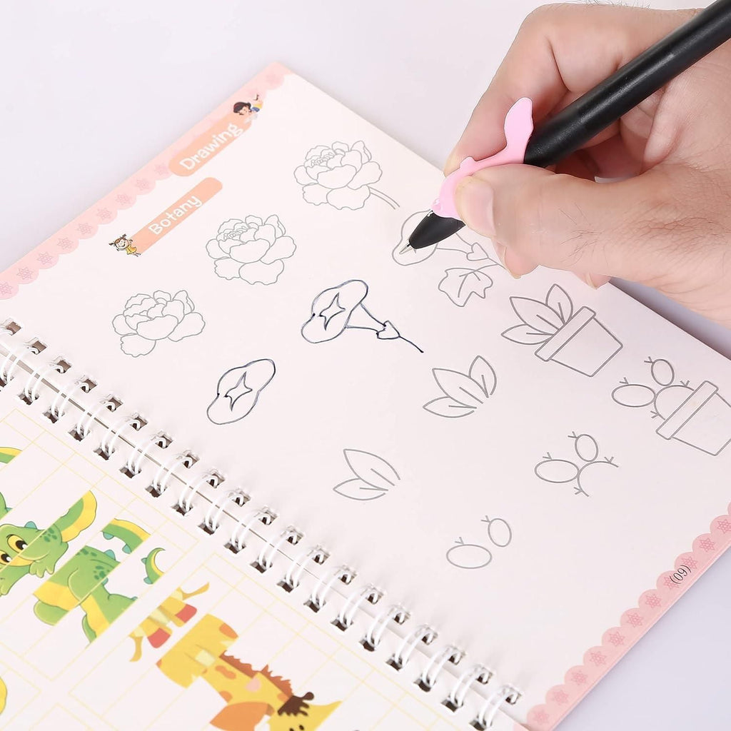 Sank Magic Practice Copybook Set (4 Reusable Books with Magic Pen)