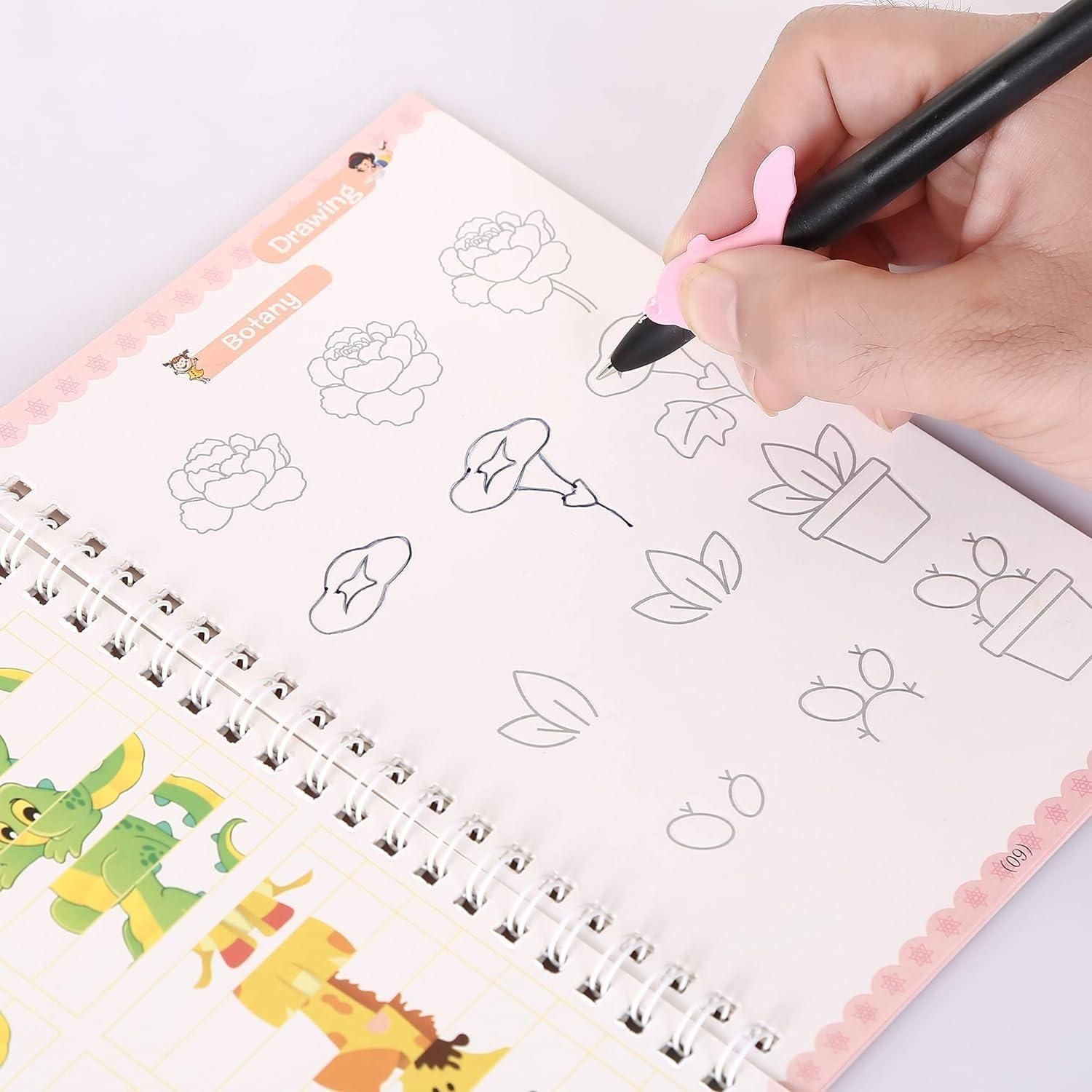 Sank Magic Practice Copybook Set (4 Reusable Books with Magic Pen)