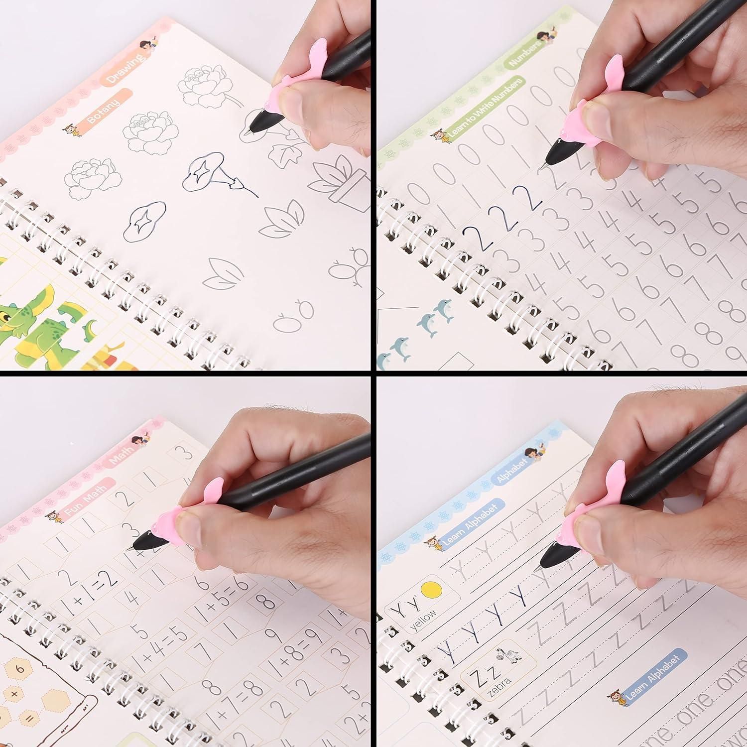 Sank Magic Practice Copybook Set (4 Reusable Books with Magic Pen)